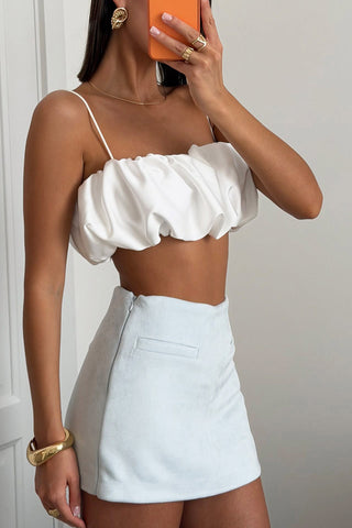 Ruffled Strap Crop Tank