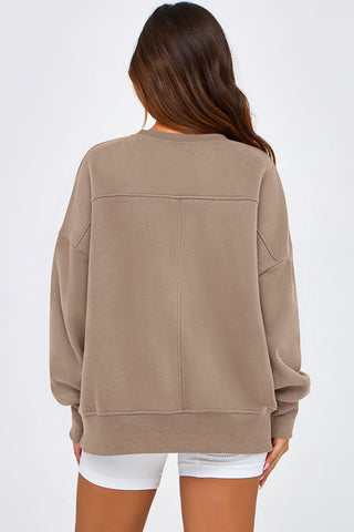 Crew Neck Side Slit Sweatshirt