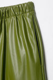 Elastic Waist Faux Leather Casual Pants