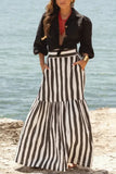 Striped Maxi Skirt with Tiered Design
