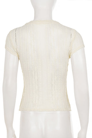 Button-Front Lace Blouse