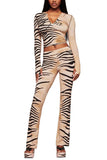 Leopard Print Hoodie and Flare Pants Set