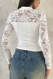 Floral Lace Mock Neck Long Sleeve Top