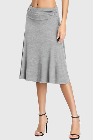 Ruched Waistband A-Line Midi Skirt