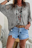 Crocheted V-Neck Batwing Top