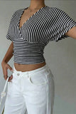 Striped Wrap-Front T-Shirt