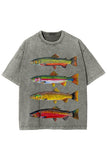 Fish Print Crew Neck Short Sleeve T-Shirt