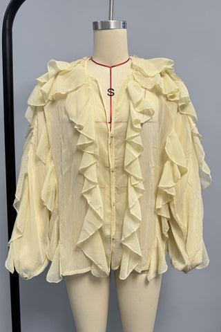 Ruffle Puff Sleeve Blouse