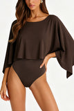One-Shoulder Flutter Sleeve Bodysuit