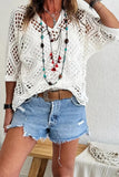 Crocheted V-Neck Batwing Top