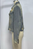 Distressed Button-Front Denim Jacket