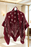 Paisley Print Fringed Open Poncho