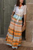 Tiered Ruched Drawstring Maxi Skirt