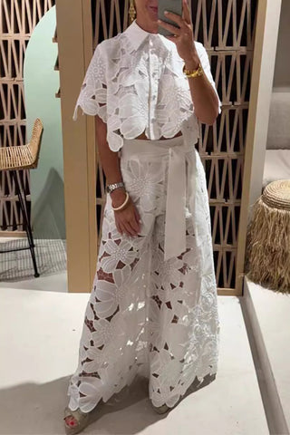 Floral Lace Pants Set