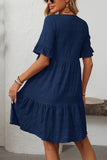 Flared Short-Sleeve Casual Dress