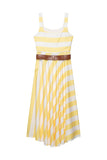 Button-Front Striped Fit and Flare Dress