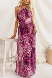 Halter Neck Ruched Maxi Casual Dress
