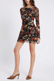Floral Sheer Sleeve Mini Casual Dress