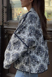 Paisley Print Puff Sleeve Open Front Kimono