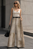 Animal Print Wide Leg Straight Jeans