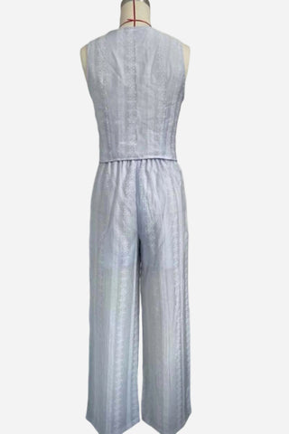 Lace-Up Sleeveless Wide-Leg Set