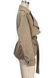 Belted Peplum Collar Coat