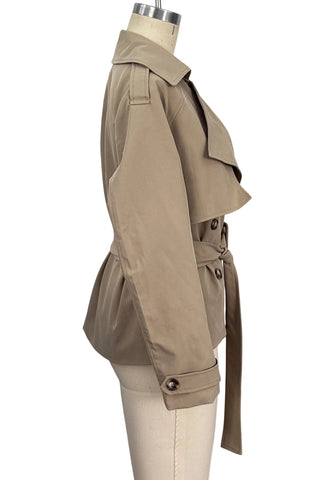 Belted Peplum Collar Coat
