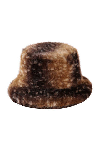 Faux Fur Spotted Bucket Hat