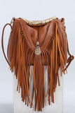 Fringed Crossbody Bag with Metal Studs