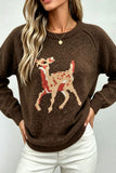 Deer Intarsia Crew Neck Knit Sweater