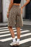 Leopard Print High-Waist Denim Shorts