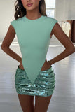 Sequin Cutout Sleeveless Mini Casual Dress
