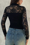 Floral Lace Mock Neck Long Sleeve Top