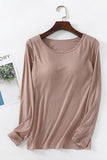 Long Sleeve Scoop Neck Bra Top