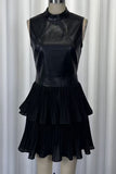 Pleated Ruffle Mini Dress