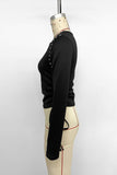 Studded V-Neck Ruched Side-Tie Blouse