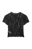 Sheer Floral Lace Short Sleeve T-Shirt