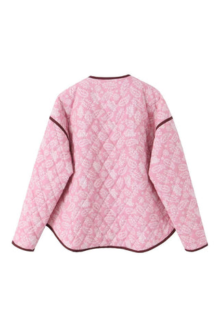 Floral Quilted Contrast Trim Jacket