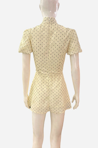 Puff-Sleeve Polka Dot Mini Dress