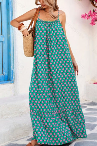 Floral Tie-Front Ruffle Maxi Dress