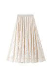 Floral Lace High-Waist A-Line Midi Skirt