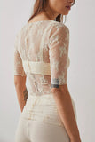 Sheer Floral Lace Fitted Top