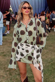 Abstract Print Bell Sleeve Mini Casual Dress