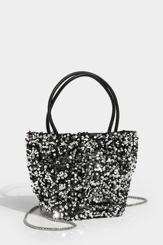 Sequin Bucket Bag with Chain Strap