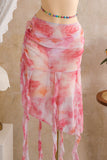 Floral Halter Ruffled Wrap Bikini Set