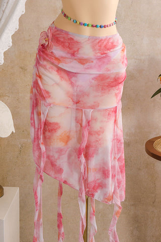 Floral Halter Ruffled Wrap Bikini Set