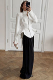 Stand-Collar Peplum Button-Front Blazer