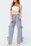 Side Tie Cargo Baggy Jeans