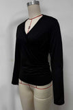 Long Sleeve V-Neck Wrap Front T-Shirt