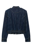 Military Button Crop Denim Jacket